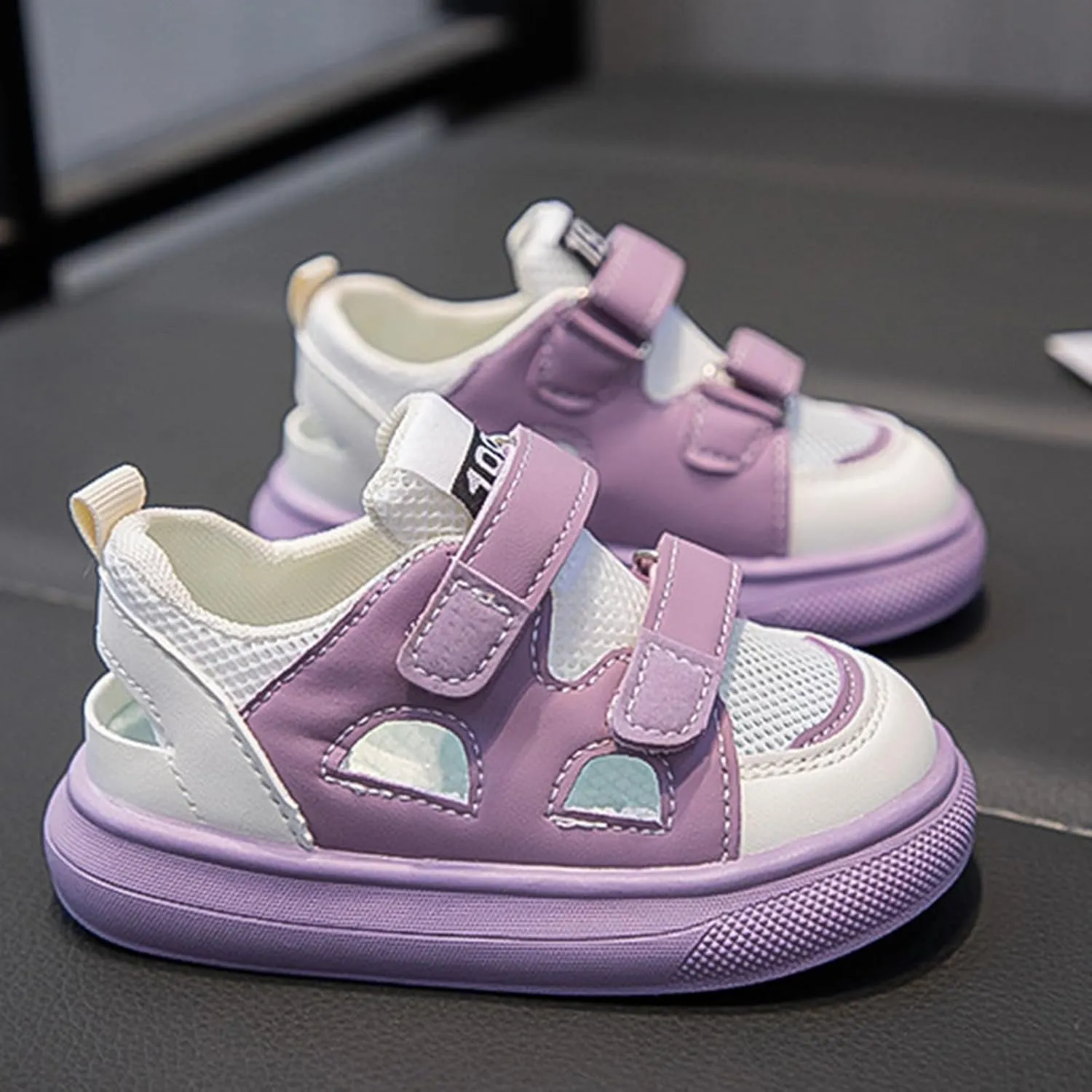 Girls Sandals Toddler Summer Shoes Closed Toe Two Adjustable Hook and Loop Strapped Sport Sandal Kids Breathable