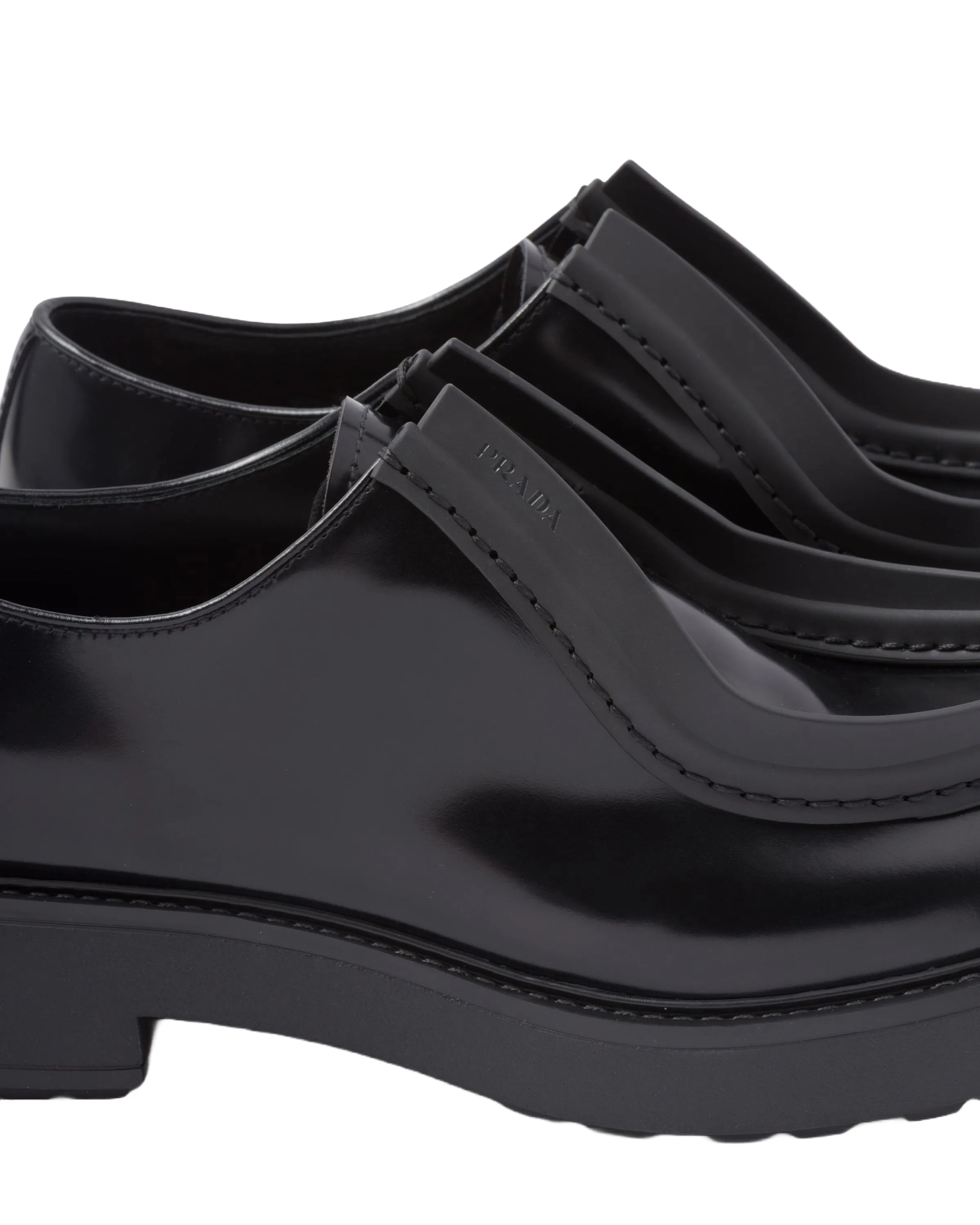 Gucci Diapason Opaque Brushed Leather Lace Up Loafers