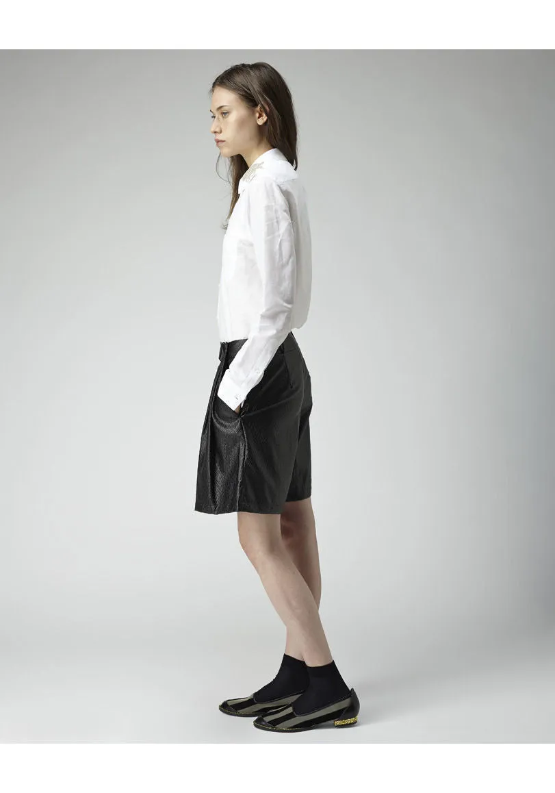 Herringbone Pleat Front Shorts