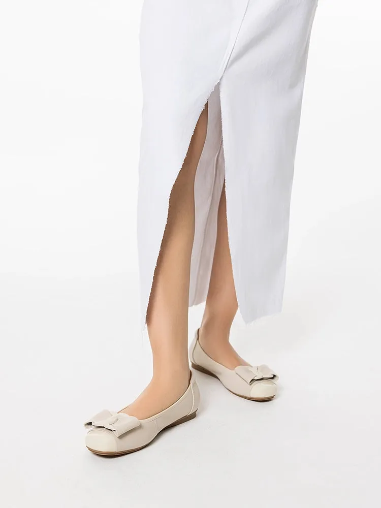 Jan Buckle Bow Square-Toe Flats