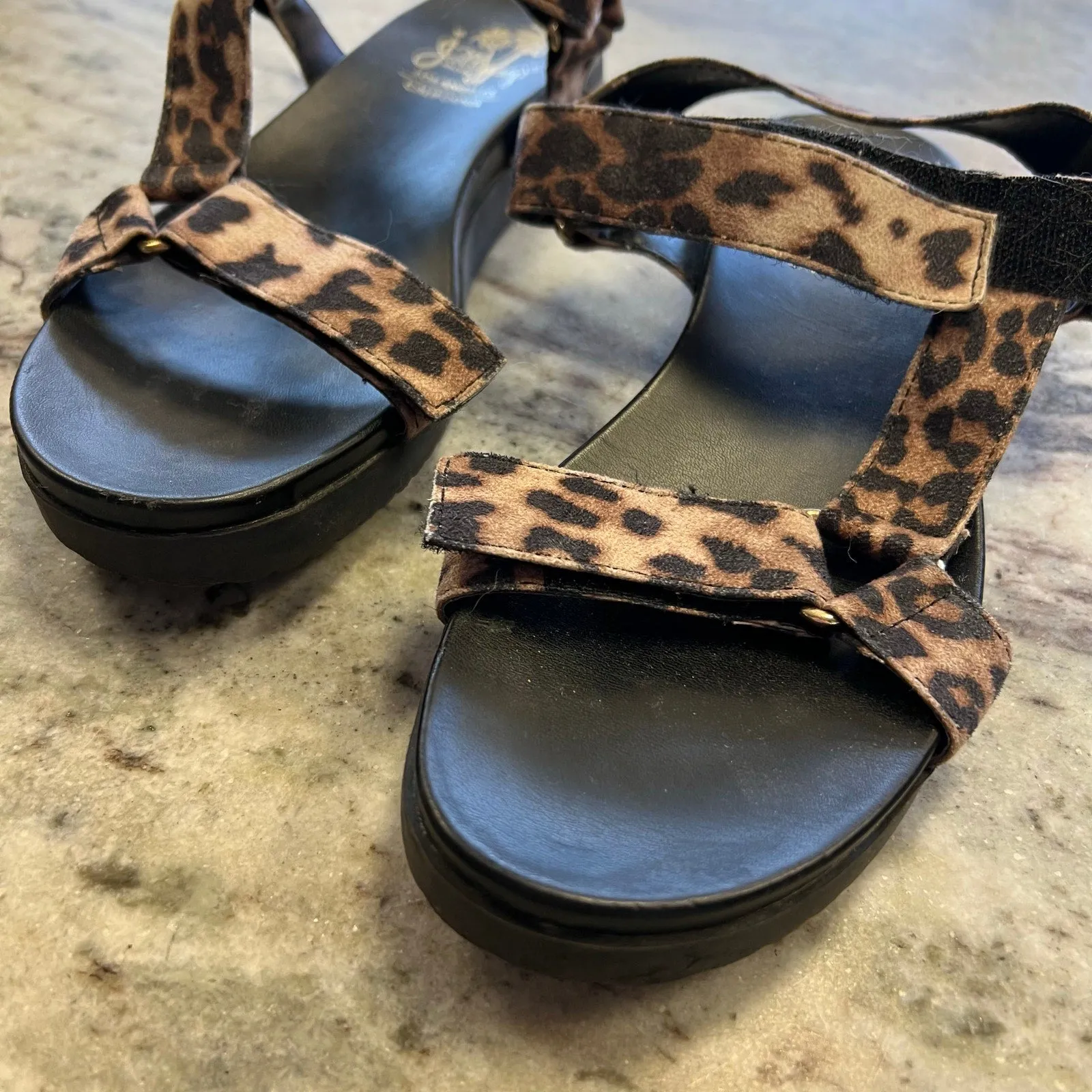 Jellypop Reagan Leopard Print Strappy Slide Sandals Size 7.5