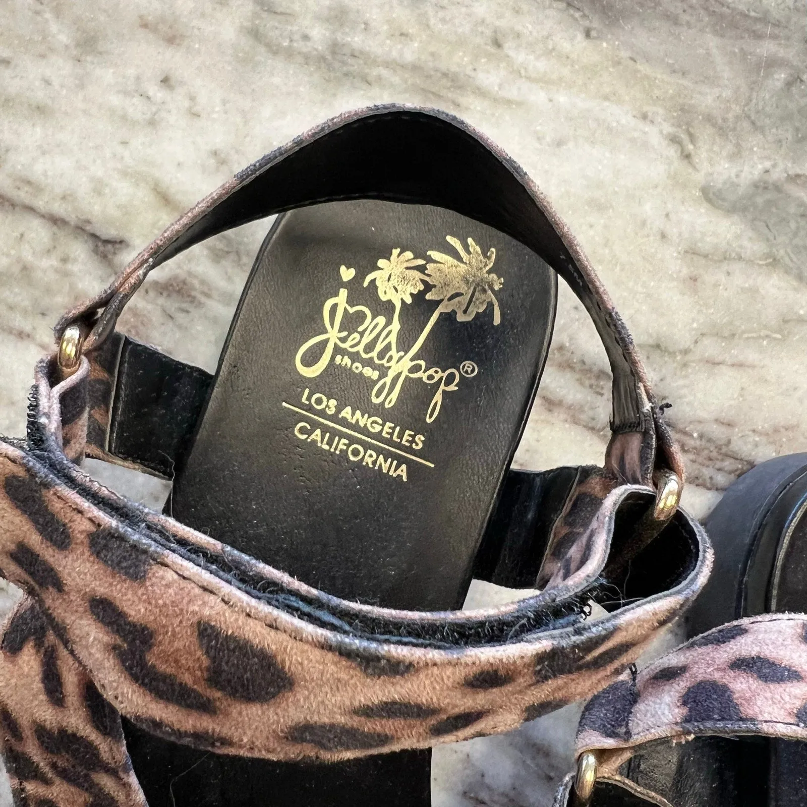 Jellypop Reagan Leopard Print Strappy Slide Sandals Size 7.5