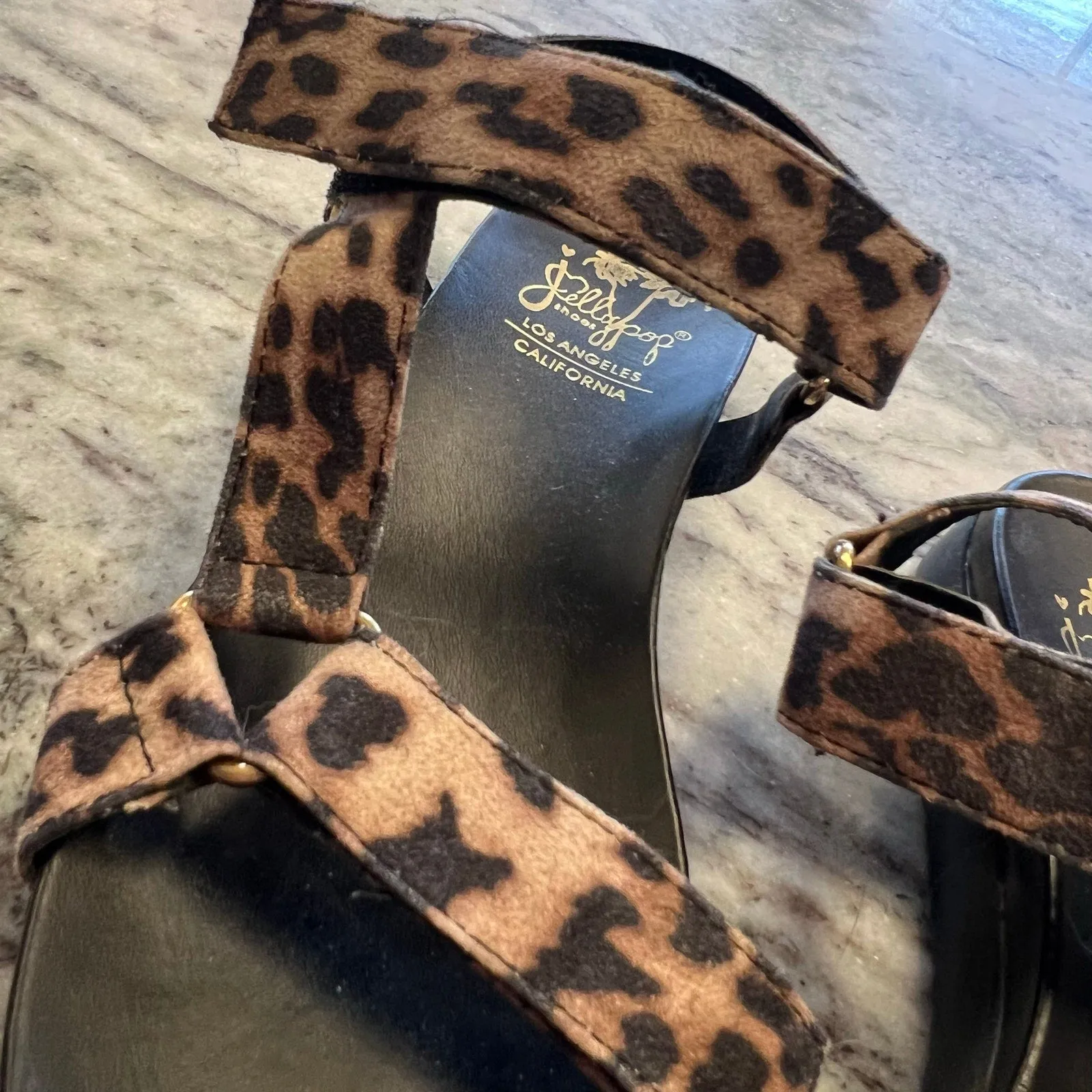 Jellypop Reagan Leopard Print Strappy Slide Sandals Size 7.5