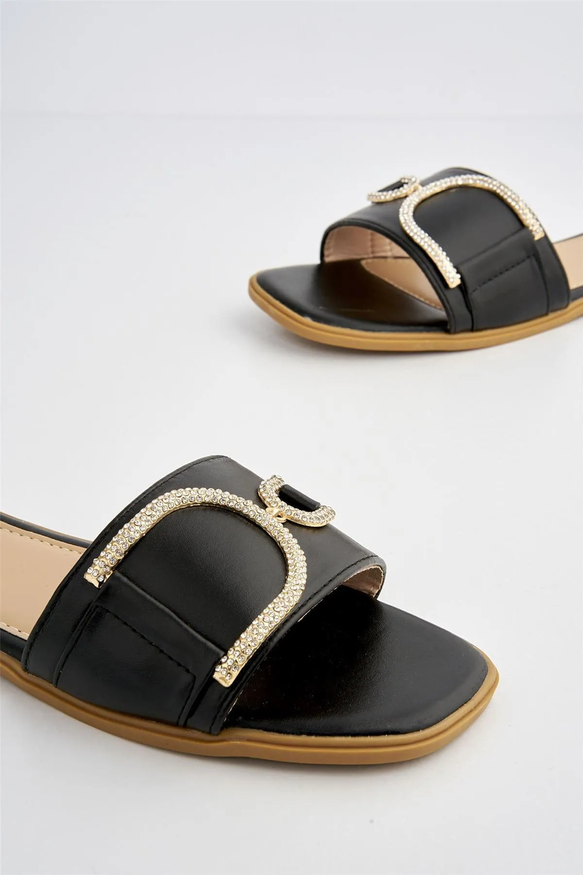 Kalia Diamante D Link Flat Sandal in Black