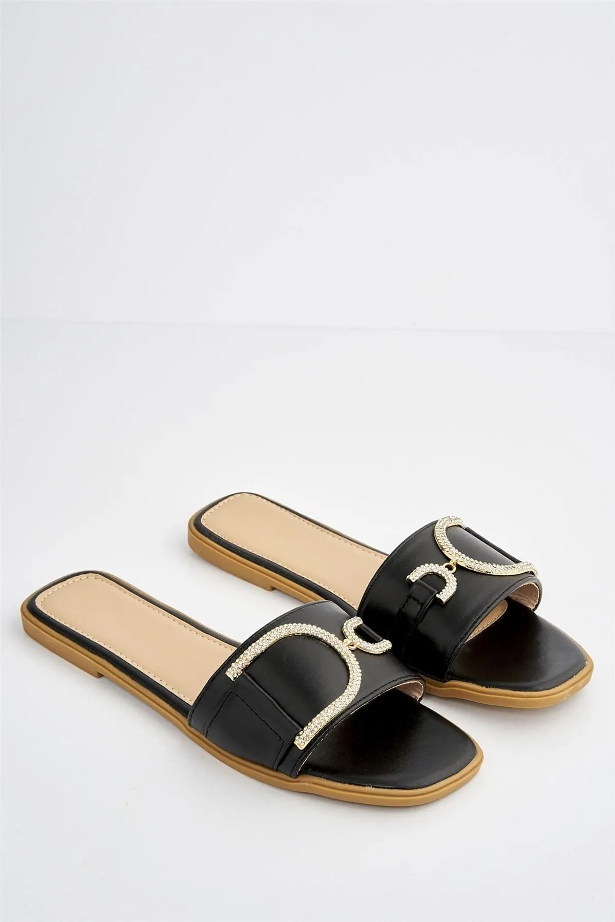Kalia Diamante D Link Flat Sandal in Black