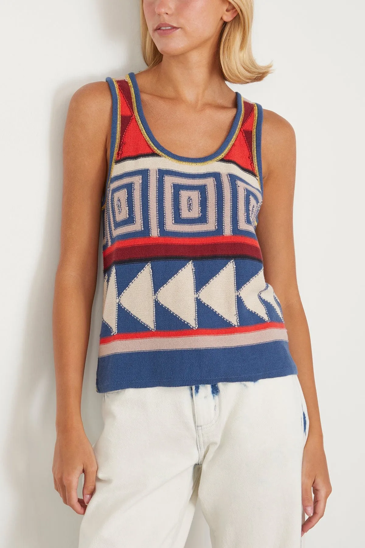 Kobo Tank in Denim Blue/Tomato