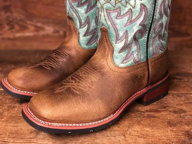 Laredo Women's Anita Brown & Turquoise Square Toe Cowgirl Boots 5607