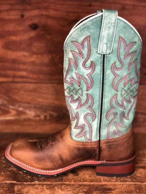 Laredo Women's Anita Brown & Turquoise Square Toe Cowgirl Boots 5607