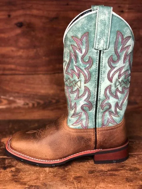 Laredo Women's Anita Brown & Turquoise Square Toe Cowgirl Boots 5607