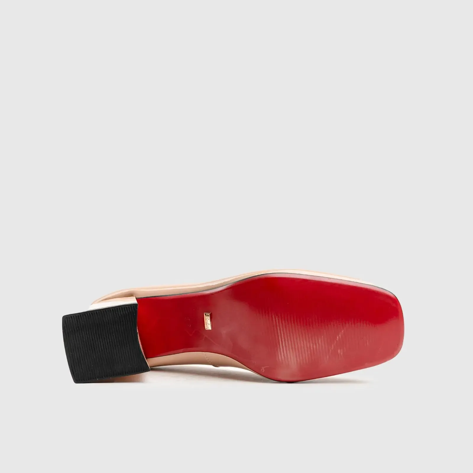 Leather Block Heel Court Pink Lar012