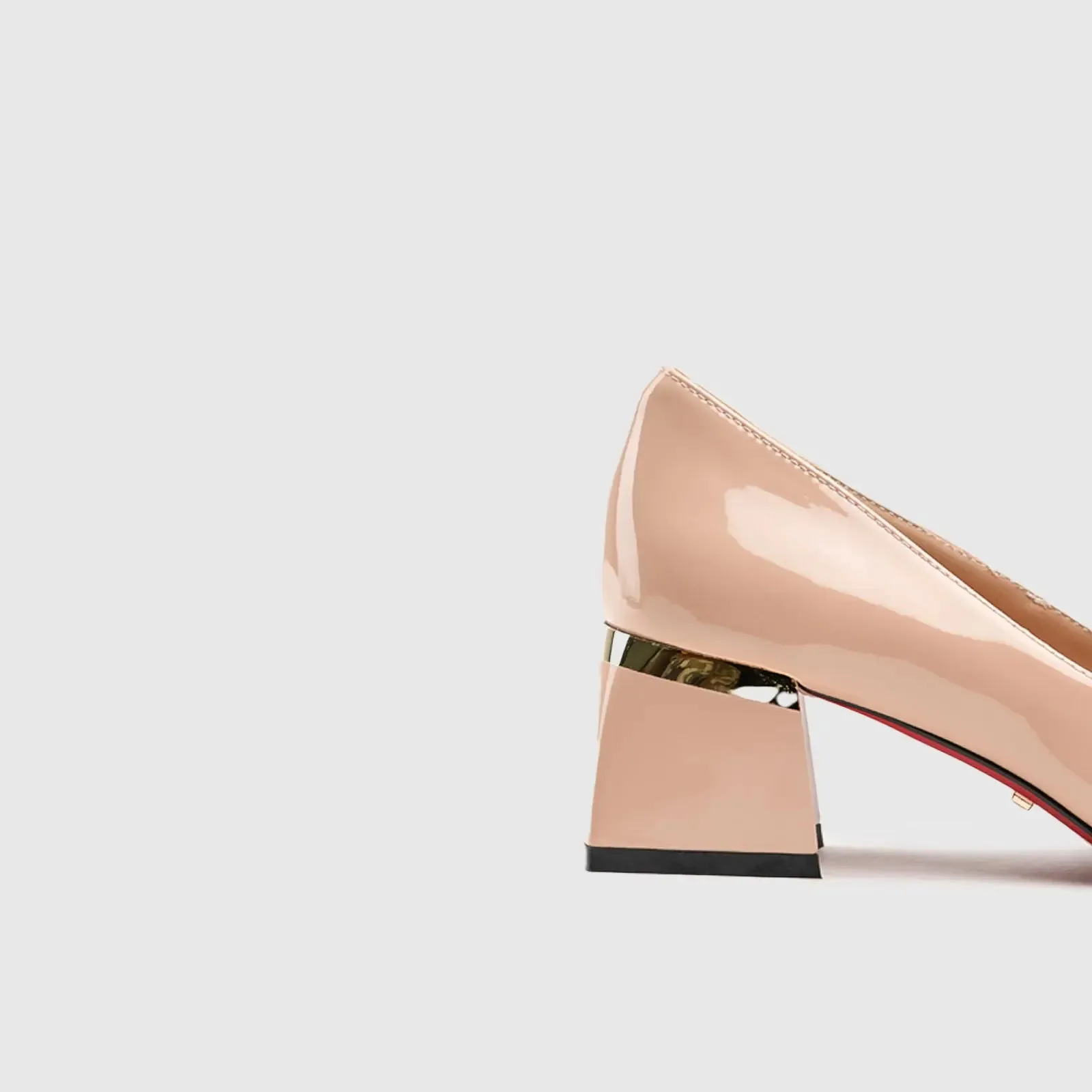 Leather Block Heel Court Pink Lar012