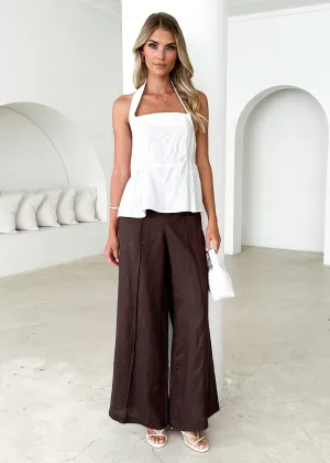 Lilou Halter Linen Top - Off White