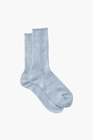 LINEN KNIT SOCKS - LIGHT BLUE