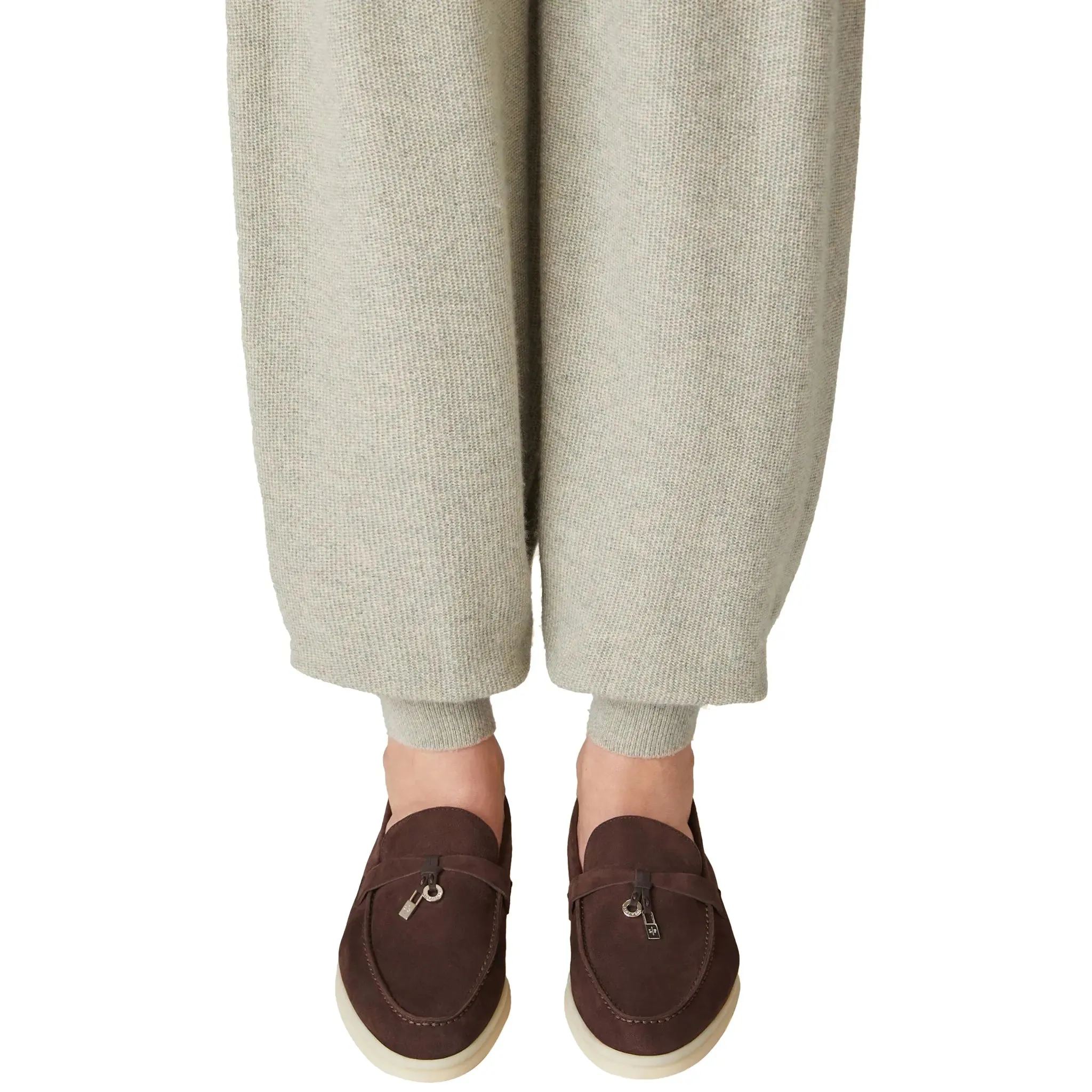Loro Piana Summer Charms Walk Suede Chocolate Loafers