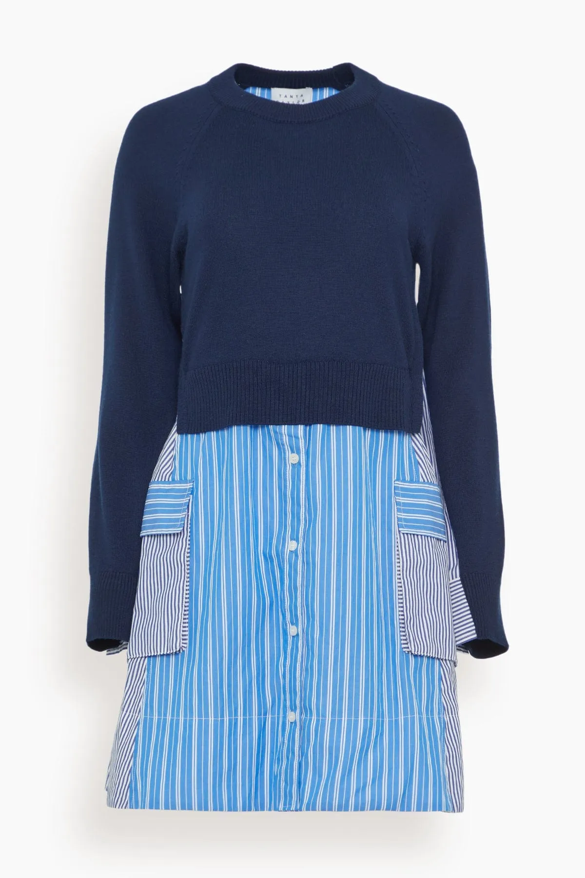 Lorraine Combo Dress in Maritime Blue/Cerulean Blue Multi
