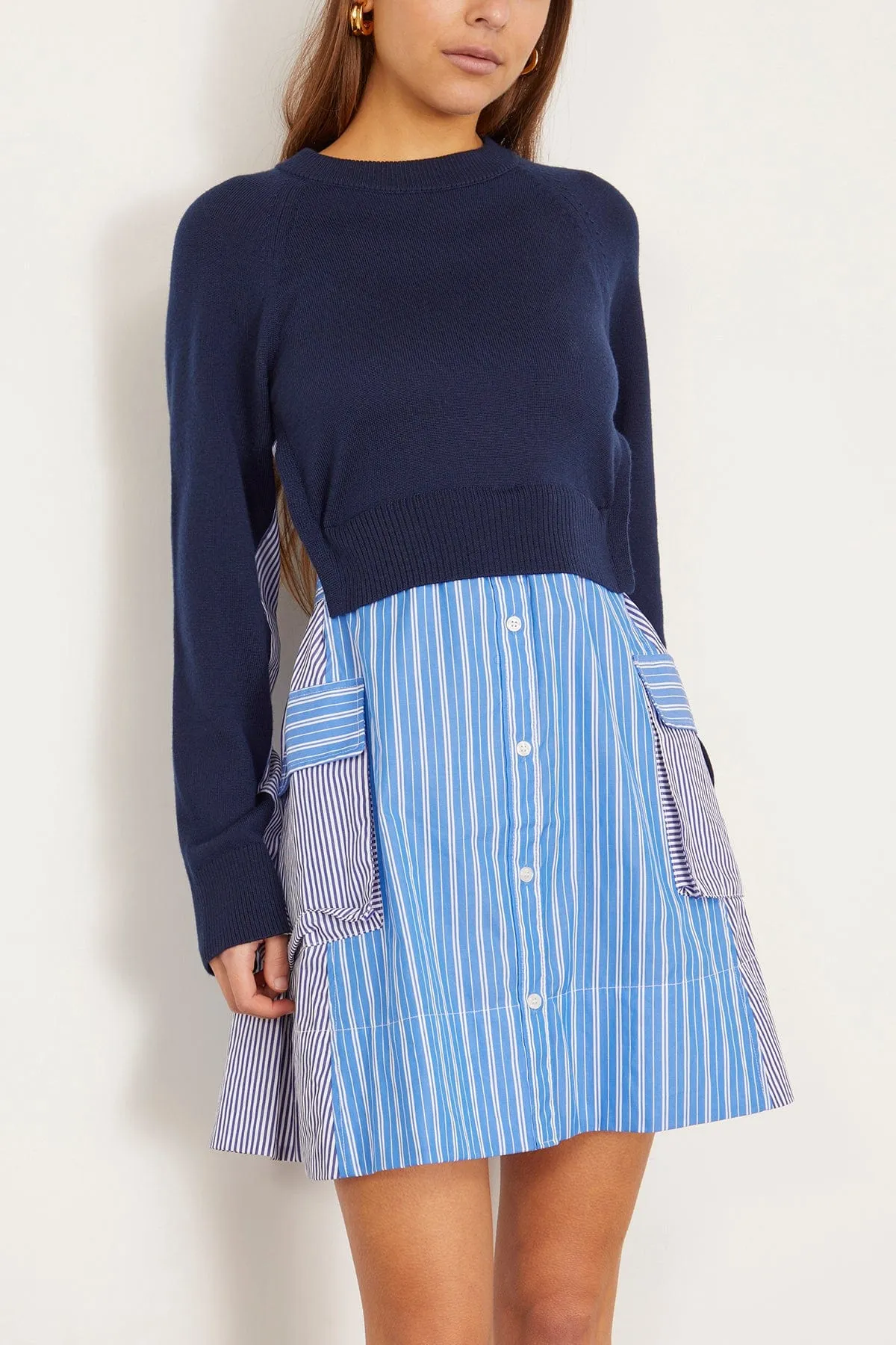 Lorraine Combo Dress in Maritime Blue/Cerulean Blue Multi