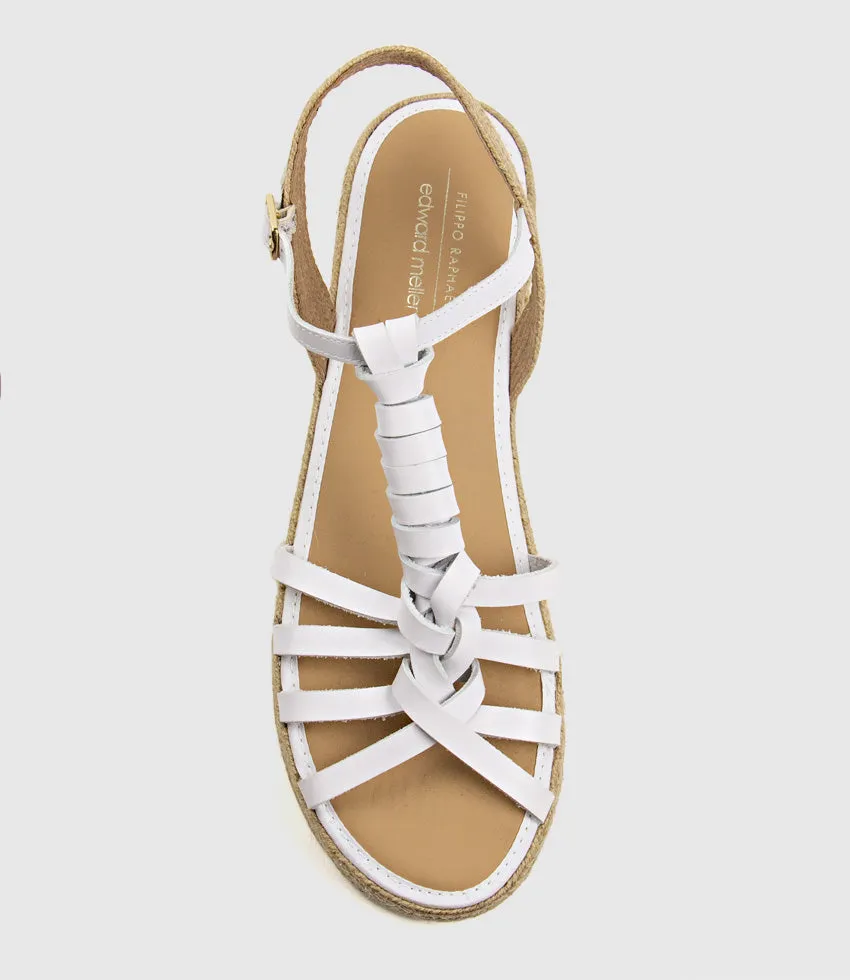 LYRA Wrapped T-Bar Flat Espadrille in White