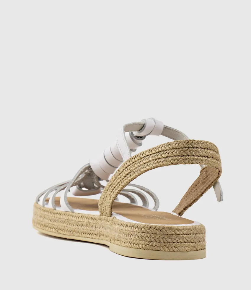 LYRA Wrapped T-Bar Flat Espadrille in White