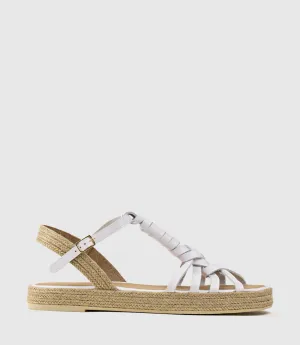 LYRA Wrapped T-Bar Flat Espadrille in White