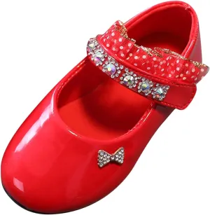 Mary Jane Flats for Girls Toddler Girls Glitter Dress Wedding Ballet Shoes Patent Leather Shoes for Kids