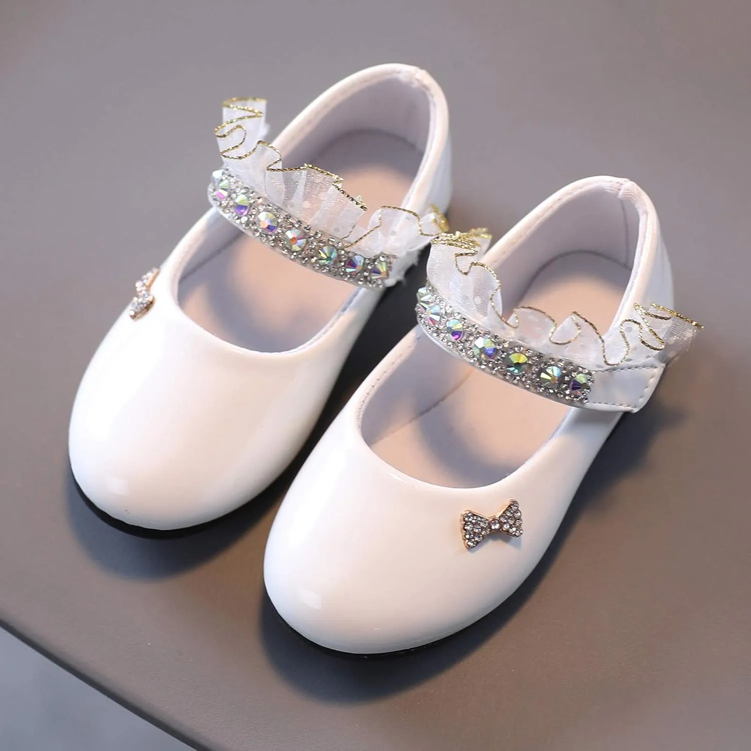 Mary Jane Flats for Girls Toddler Girls Glitter Dress Wedding Ballet Shoes Patent Leather Shoes for Kids