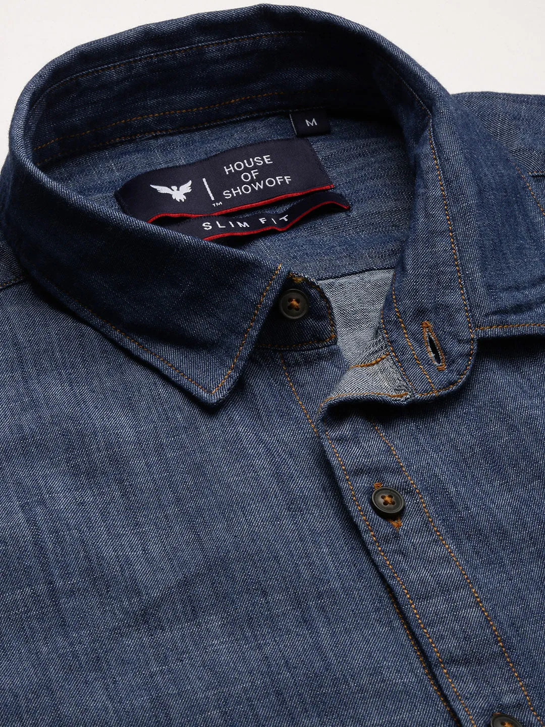 Men Blue Long Sleeves Spread Collar Standard Slim Fit Cotton Opaque Oxford Shirt