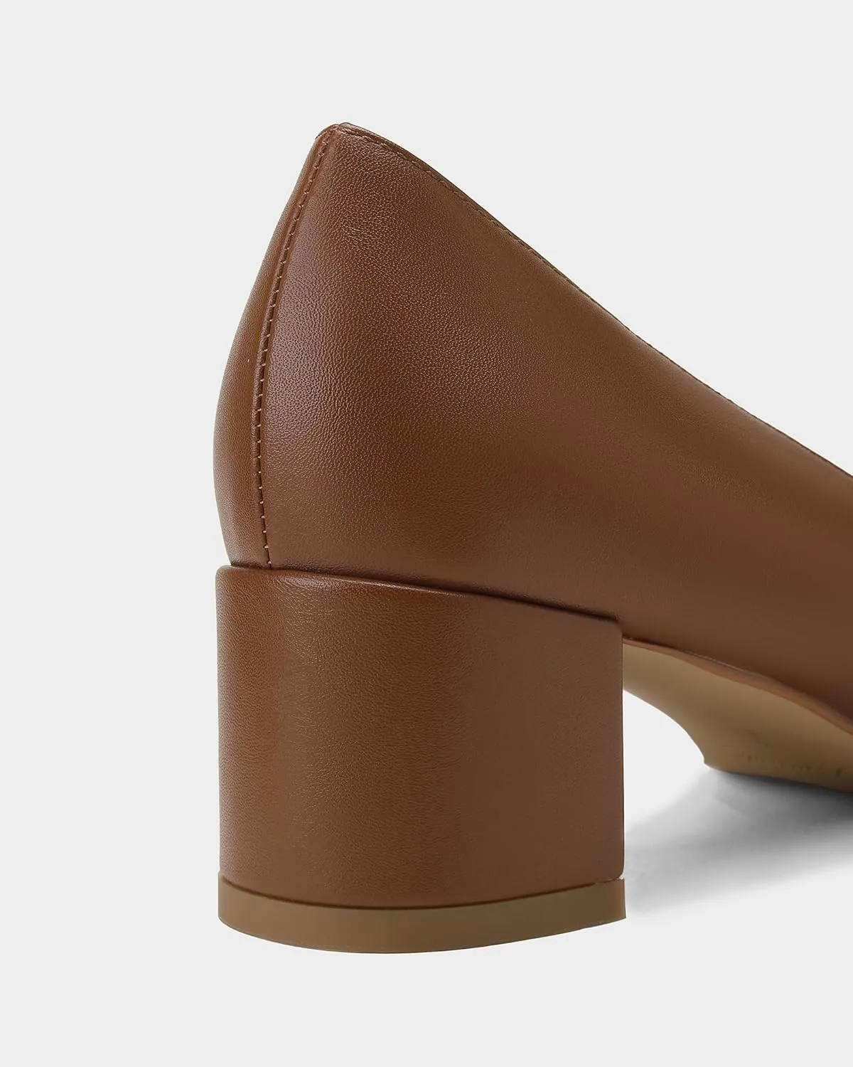 MUCCCUTE Chunky Heels for Women Closed Pointed Toe Heels 2'' Low Block Heels Fashion Round Buckle Dress Work Pumps