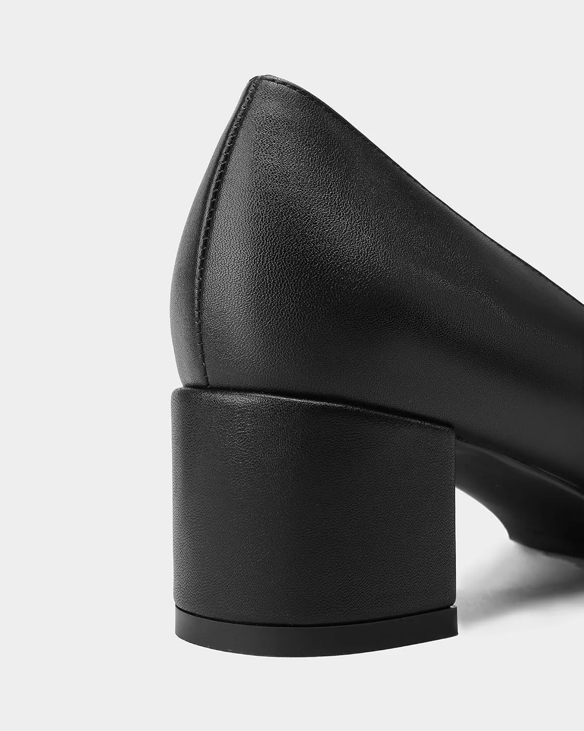 MUCCCUTE Chunky Heels for Women Closed Pointed Toe Heels 2'' Low Block Heels Fashion Round Buckle Dress Work Pumps