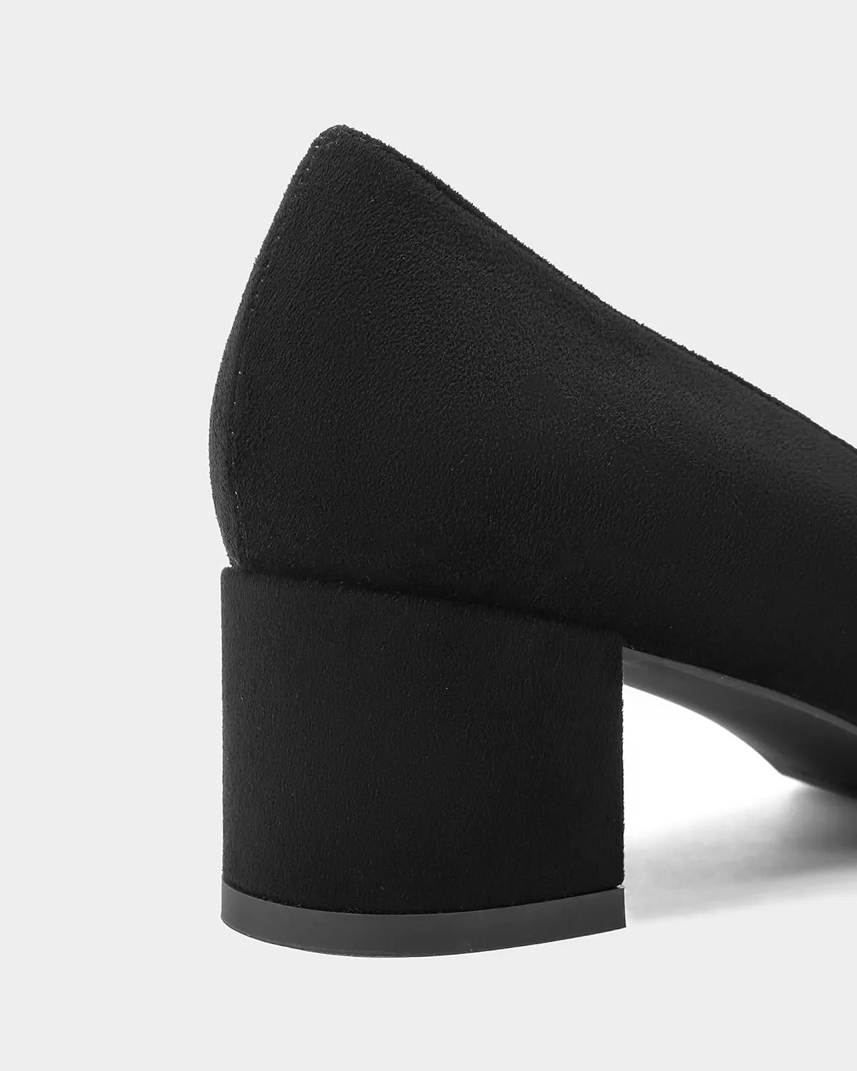 MUCCCUTE Chunky Heels for Women Closed Pointed Toe Heels 2'' Low Block Heels Fashion Round Buckle Dress Work Pumps