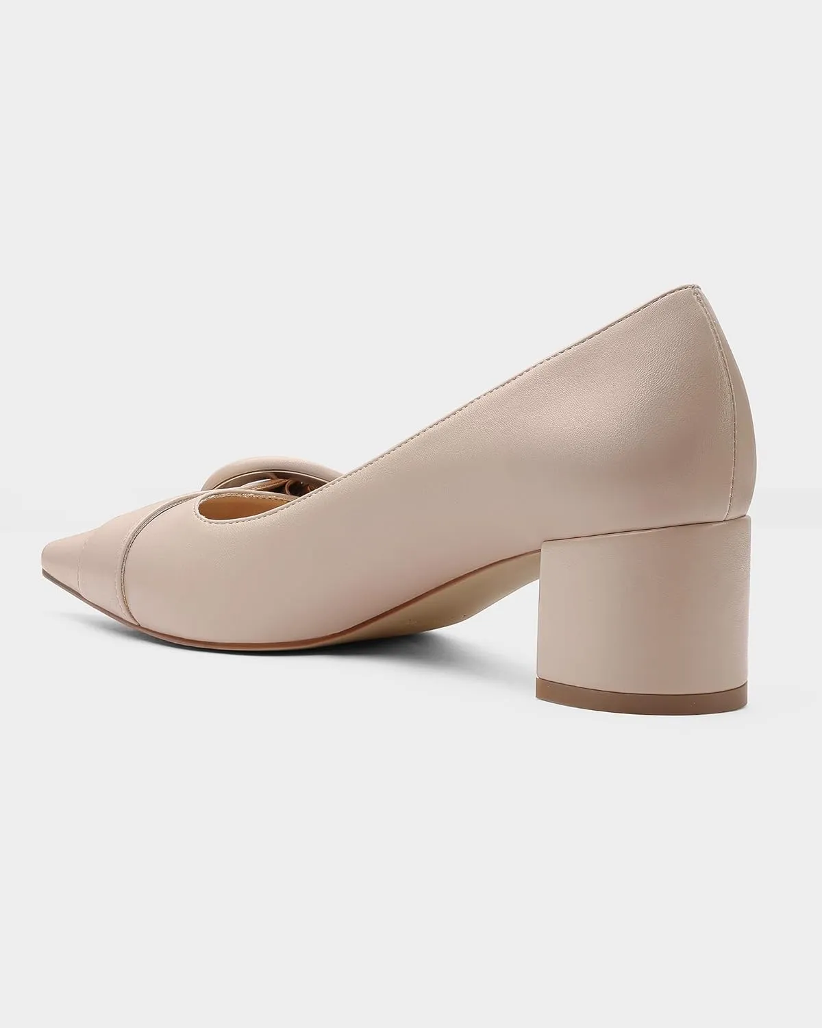 MUCCCUTE Chunky Heels for Women Closed Pointed Toe Heels 2'' Low Block Heels Fashion Round Buckle Dress Work Pumps