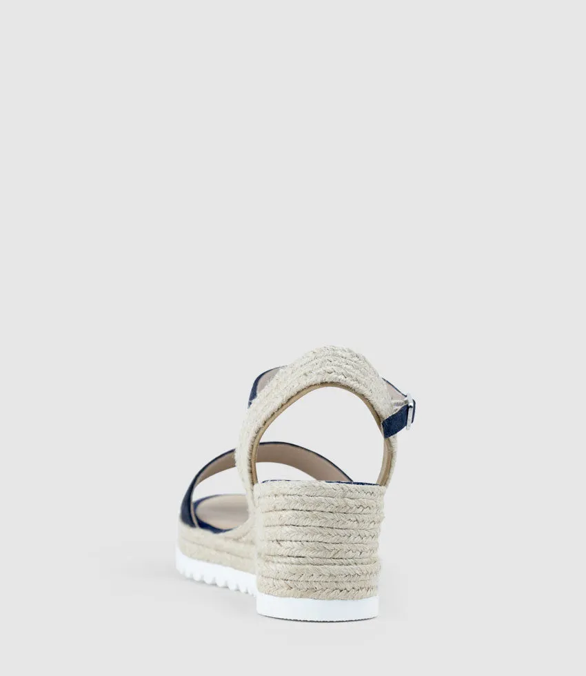MYLO Single Strap Espadrille in Navy Suede
