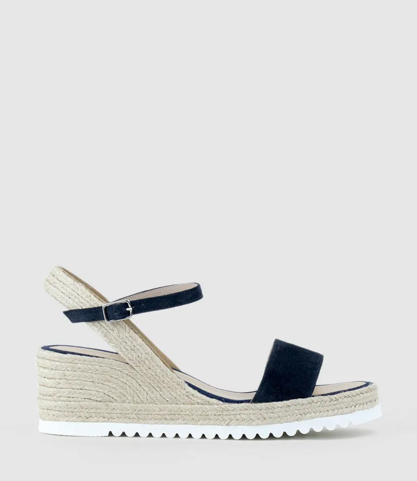 MYLO Single Strap Espadrille in Navy Suede