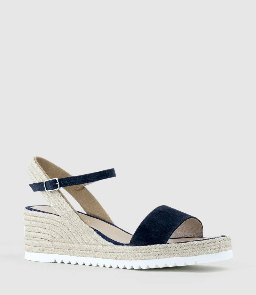 MYLO Single Strap Espadrille in Navy Suede