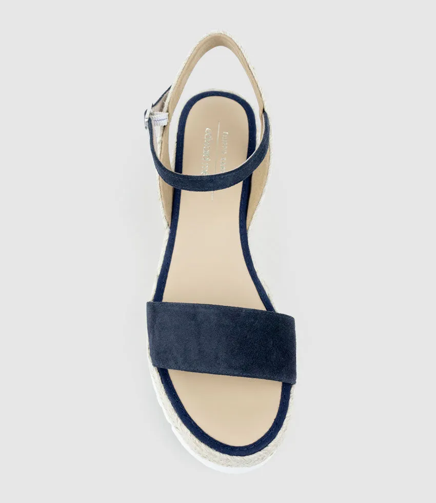 MYLO Single Strap Espadrille in Navy Suede