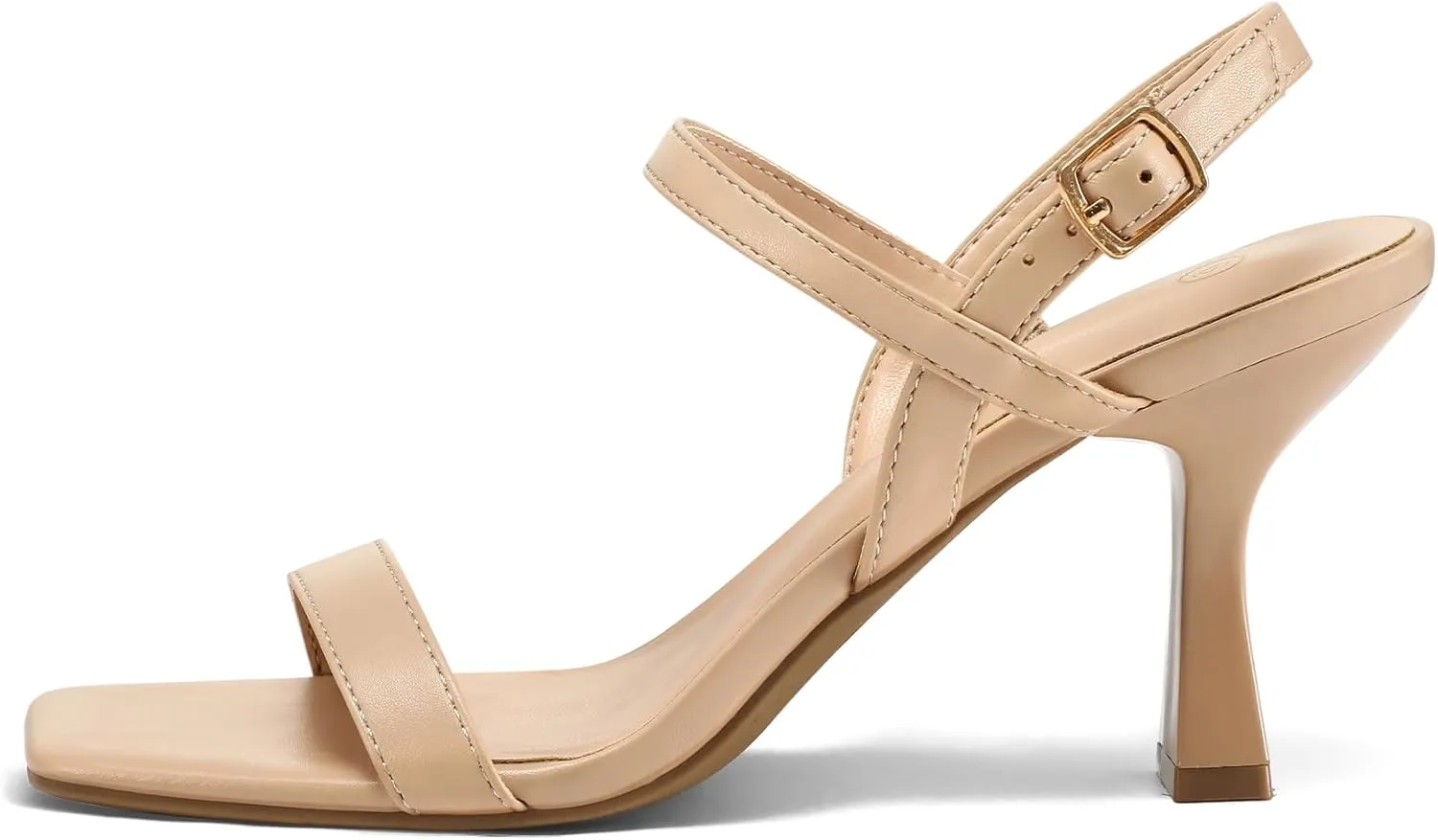 mysoft Women's Strappy Stiletto Heels Open Square Toe Ankle Strap Dress Shoes 3 Inch Kitten Heeled Sandals