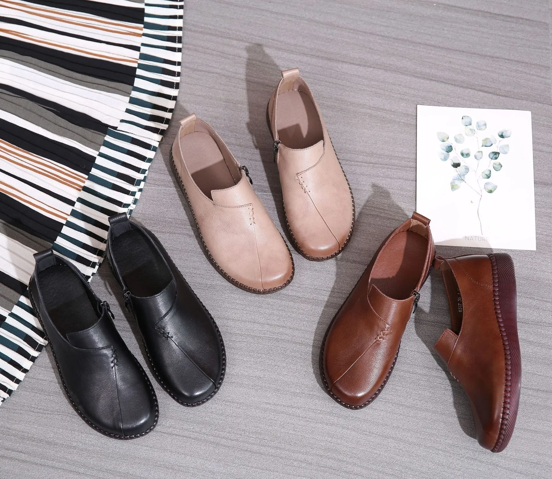 Nanccy Vintage Handmade Round Toe Soft Casual Shoes