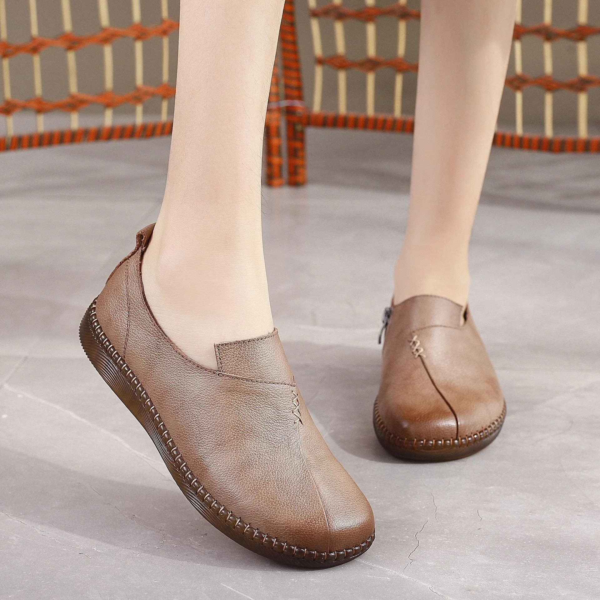 Nanccy Vintage Handmade Round Toe Soft Casual Shoes