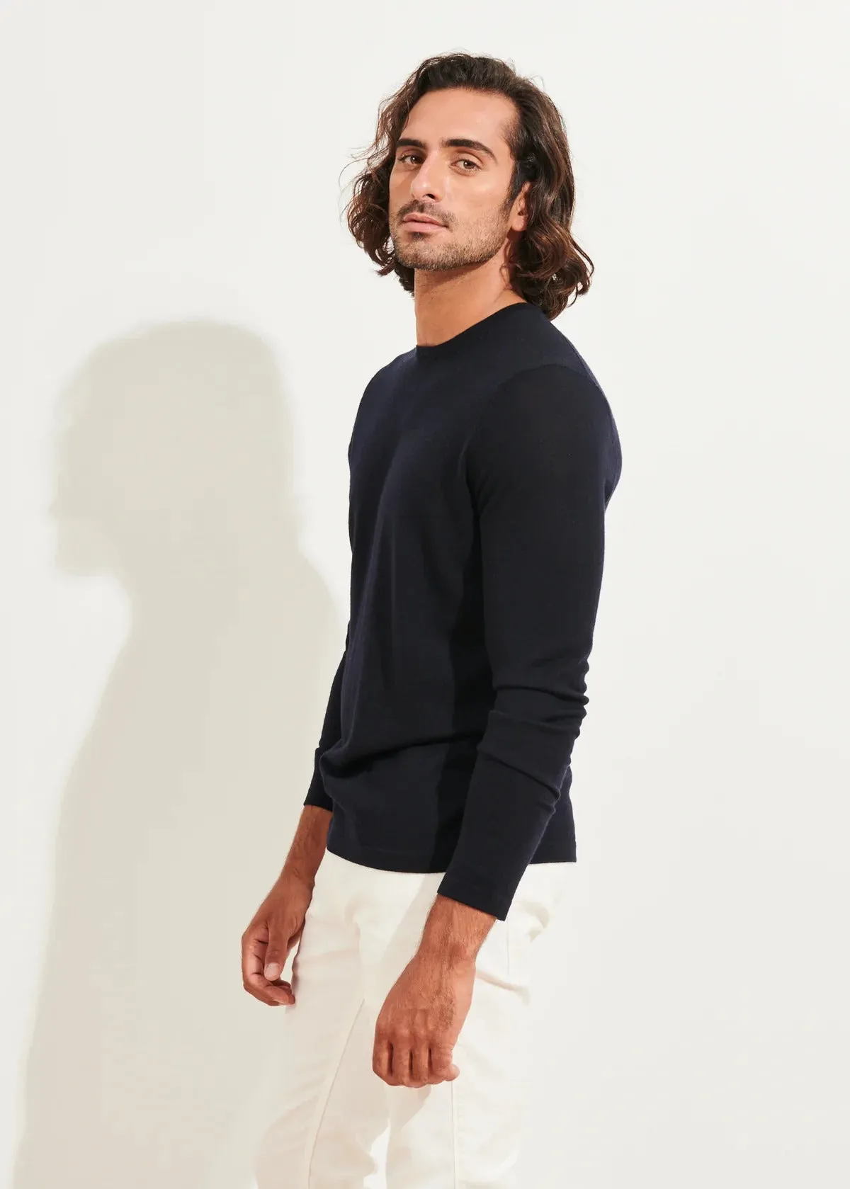 Navy Extra-Fine Merino Sweater - Patrick Assaraf