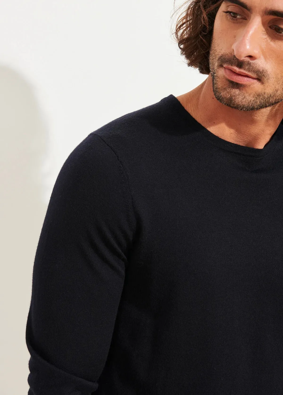 Navy Extra-Fine Merino Sweater - Patrick Assaraf