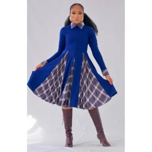 Nesans Check Kick-Pleat Dress