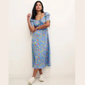 Nobody's Child Blue Fruit Print Pippa Midi Dress
