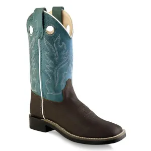 Old West Children's Distress and Snuffed Blue Ultra Flex Broad Square Toe Boots