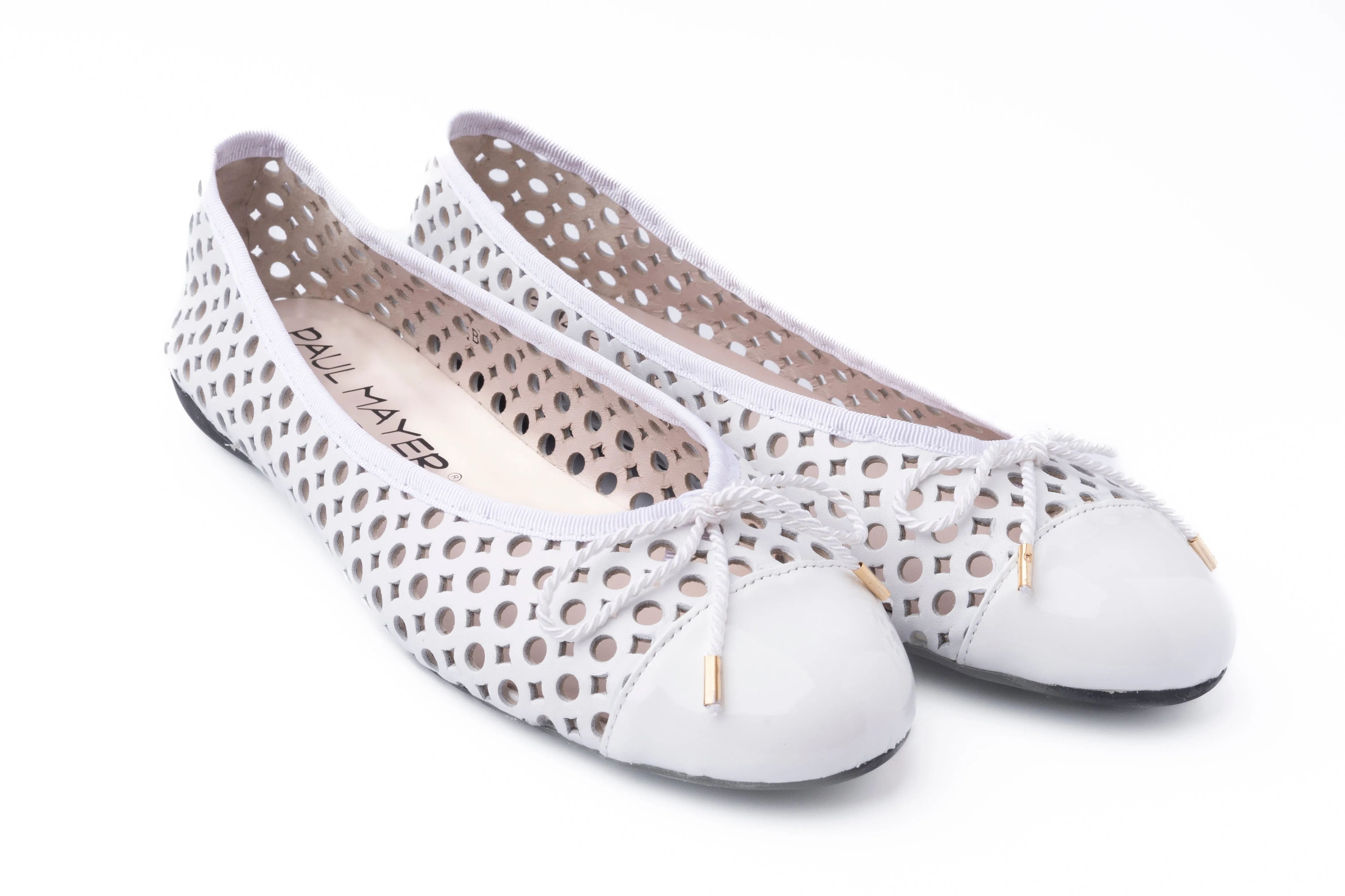 PAUL MAYER - BRANDY - SIZE 6 - PATENT WHITE NAPPA WHITE