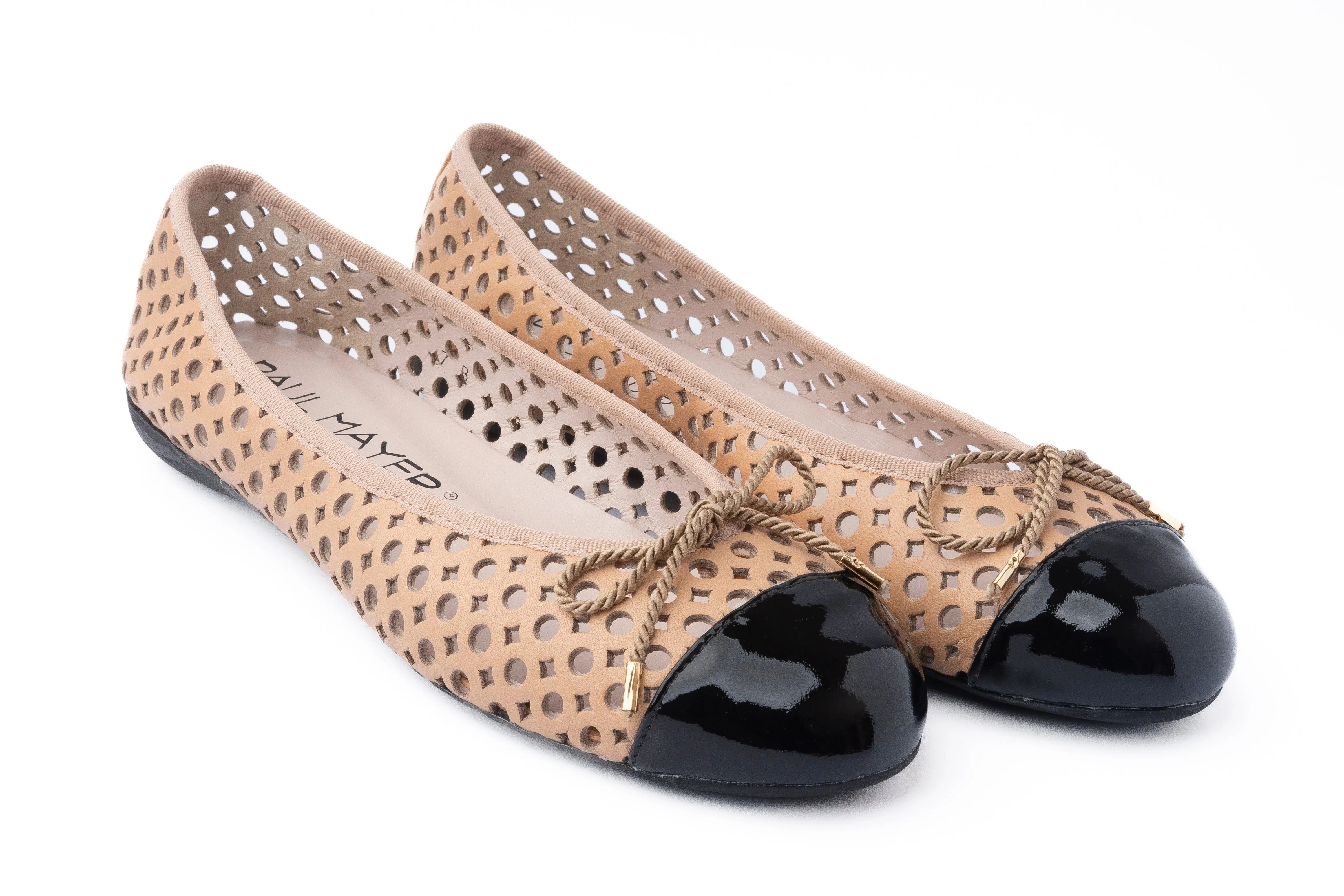 PAUL MAYER - BRANDY - SIZE 9 - PATENT BLACK NAPPA BEIGE