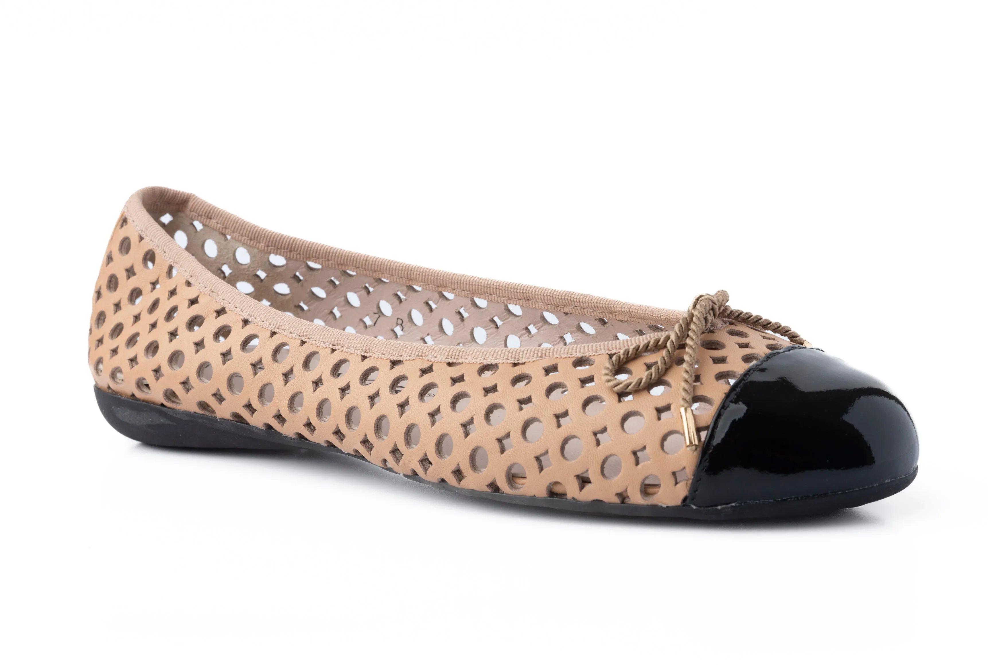 PAUL MAYER - BRANDY - SIZE 9 - PATENT BLACK NAPPA BEIGE