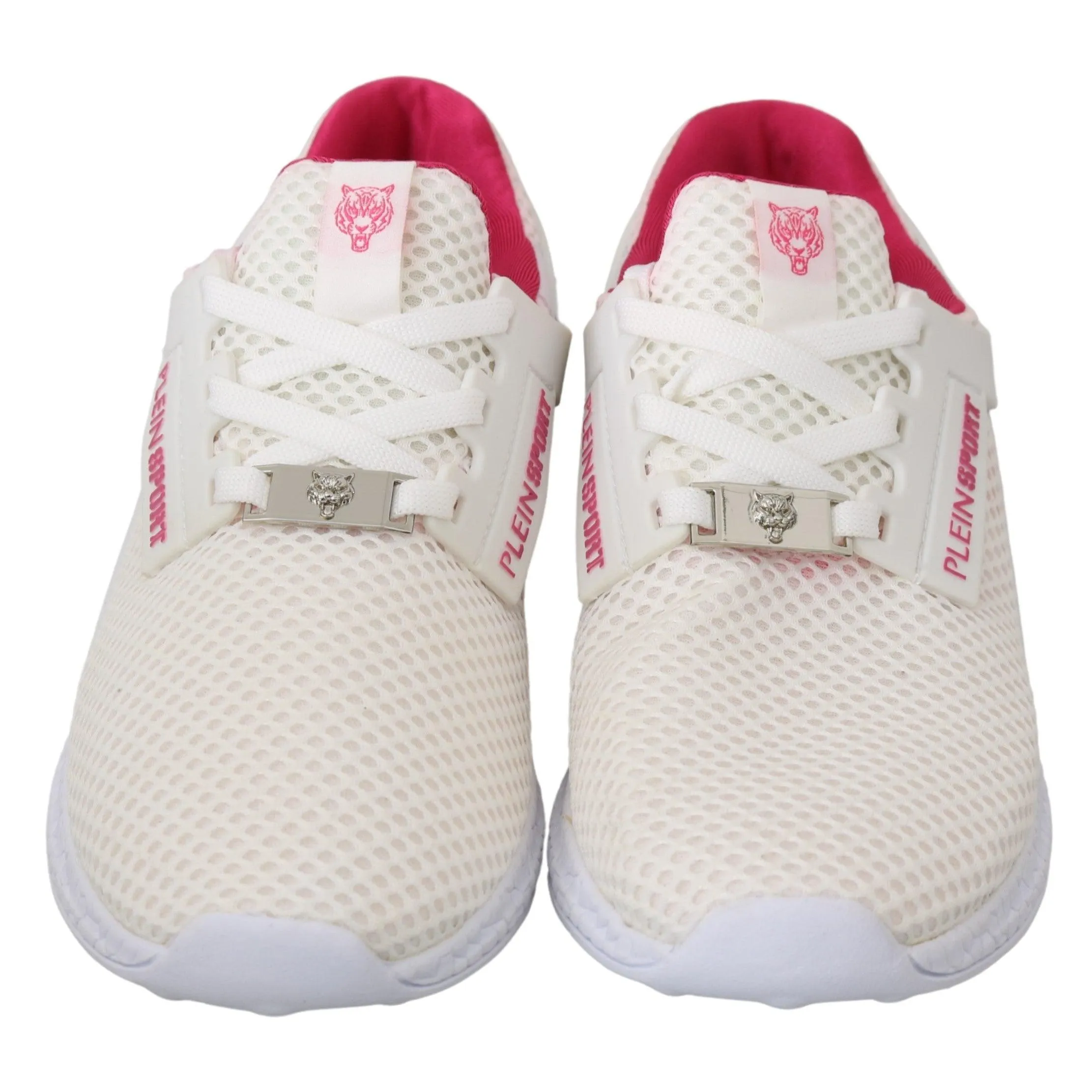 Philipp Plein Chic White Becky Sneakers with Pink Accents