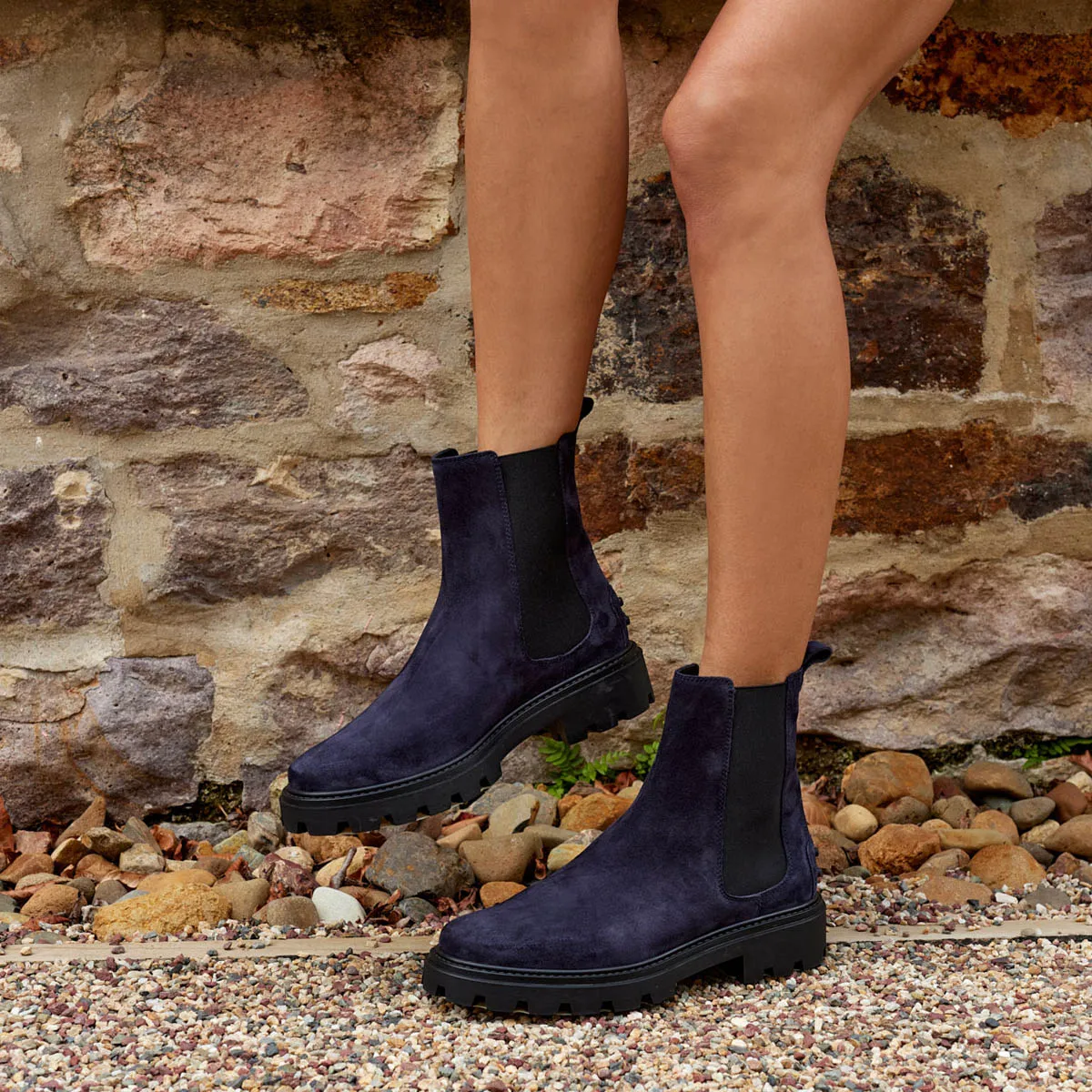 Pull On Lug Sole Suede Boots
