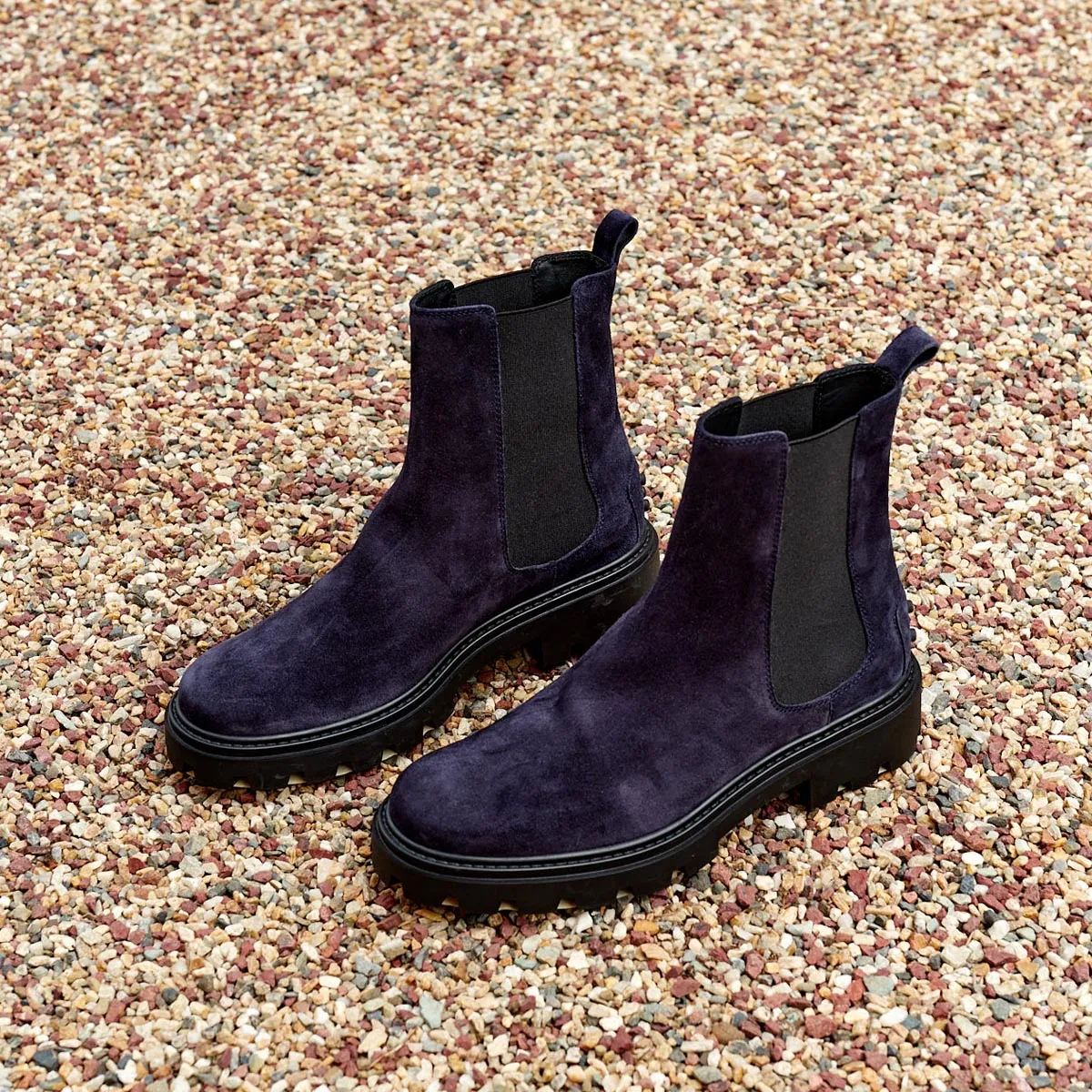 Pull On Lug Sole Suede Boots
