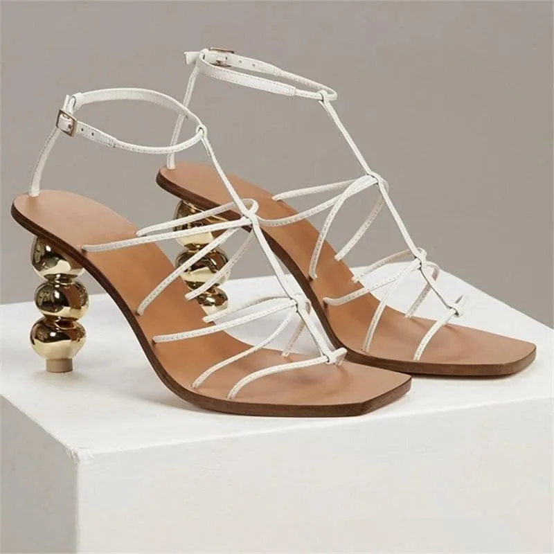 PUMPS SQUARE TOE STRAP SANDALS