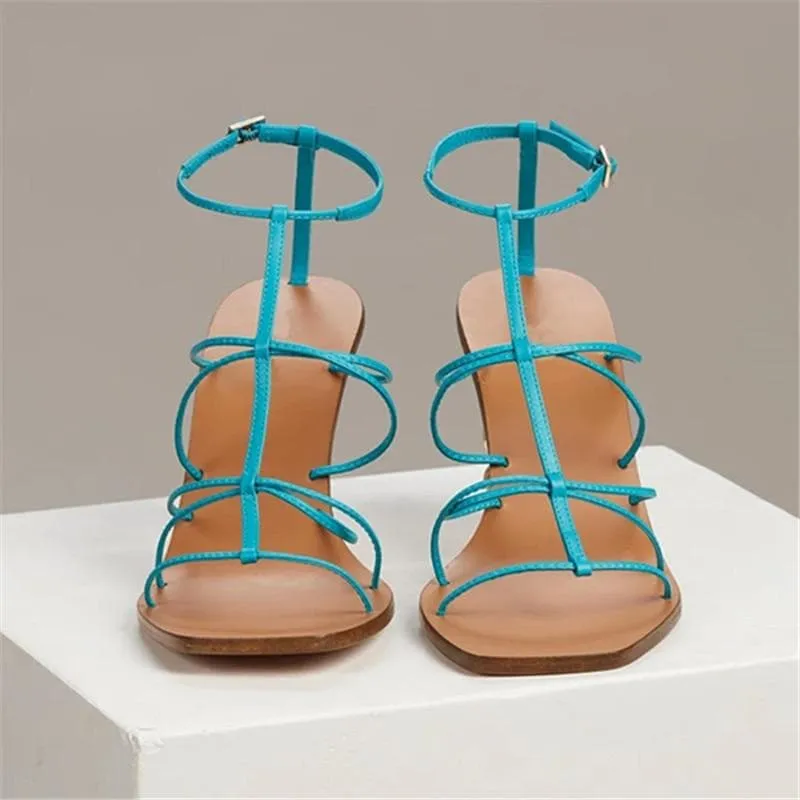 PUMPS SQUARE TOE STRAP SANDALS